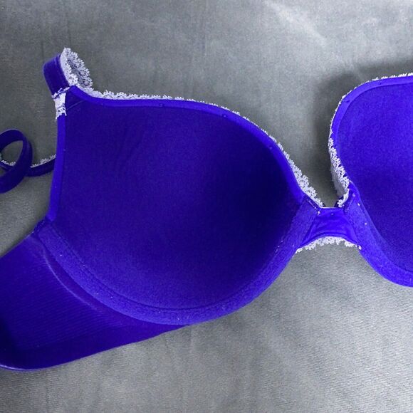 Victoria's Secret Push Up Bra Size 34D Purple Lace Trim Velvet 10835454 Pearl - Picture 6 of 8